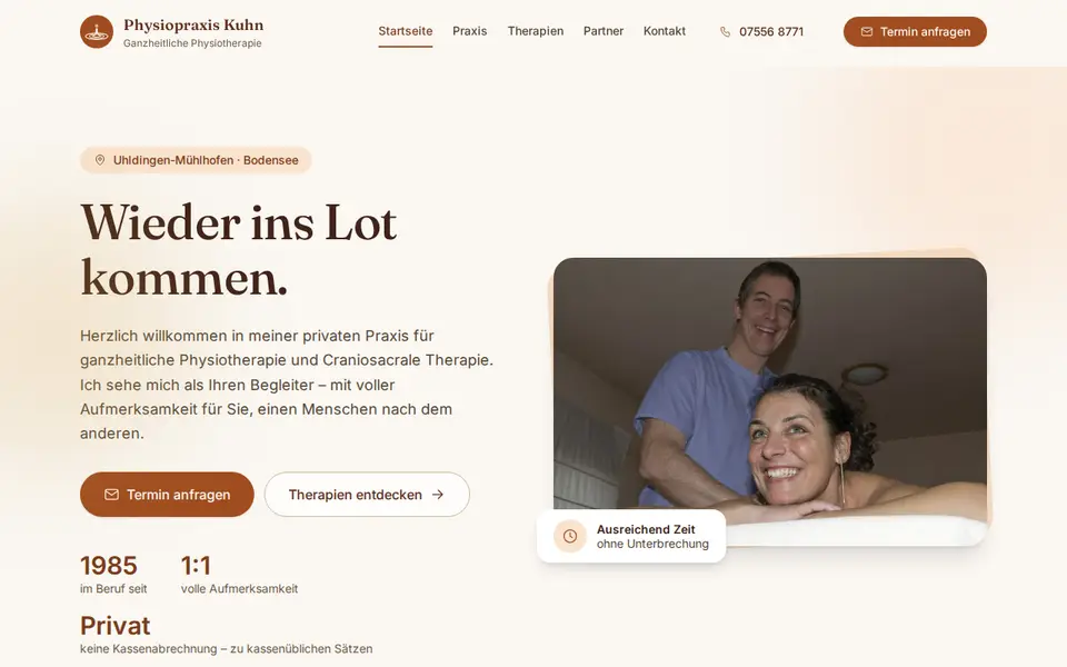 Neue Website von Physiopraxis Kuhn (Startseite)