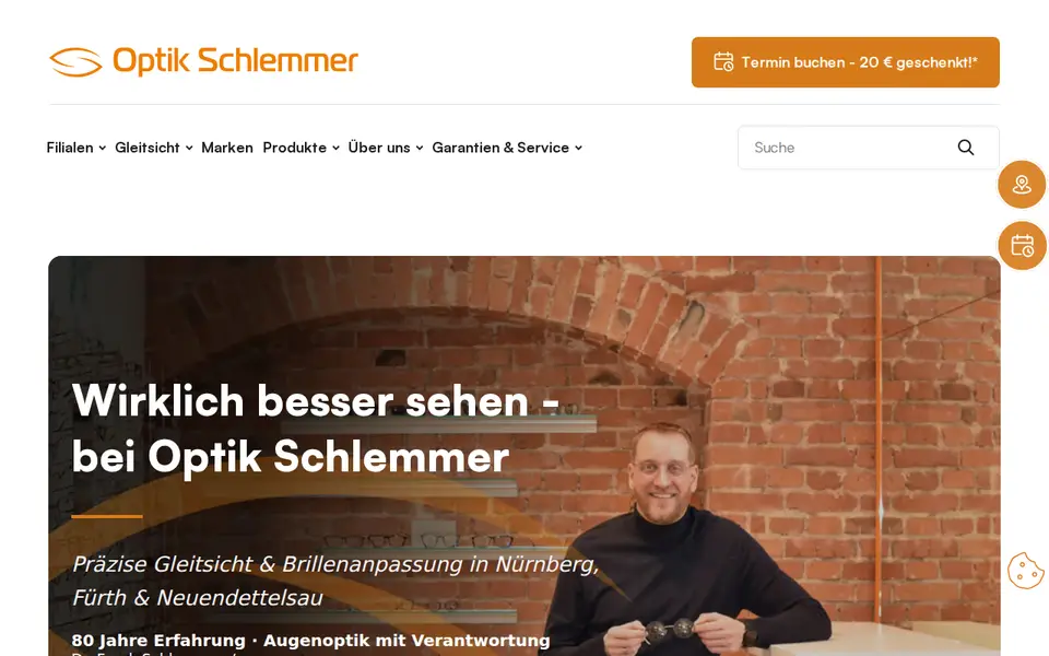 Neue Website von Optik Schlemmer (Startseite)